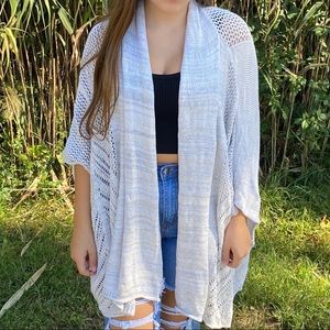 Ark & Co Boho Chic Open Front Lacy Cardigan Poncho